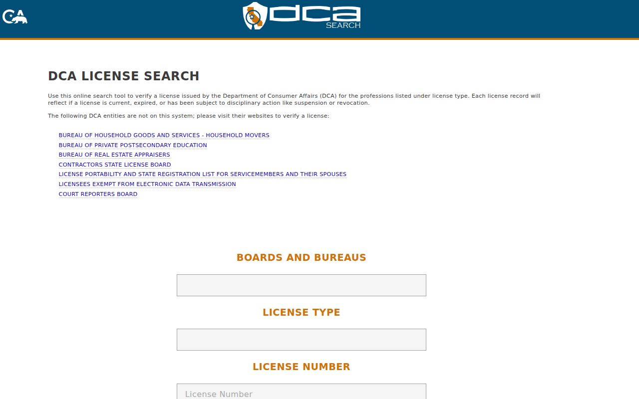 Monterey people search with California professional license records