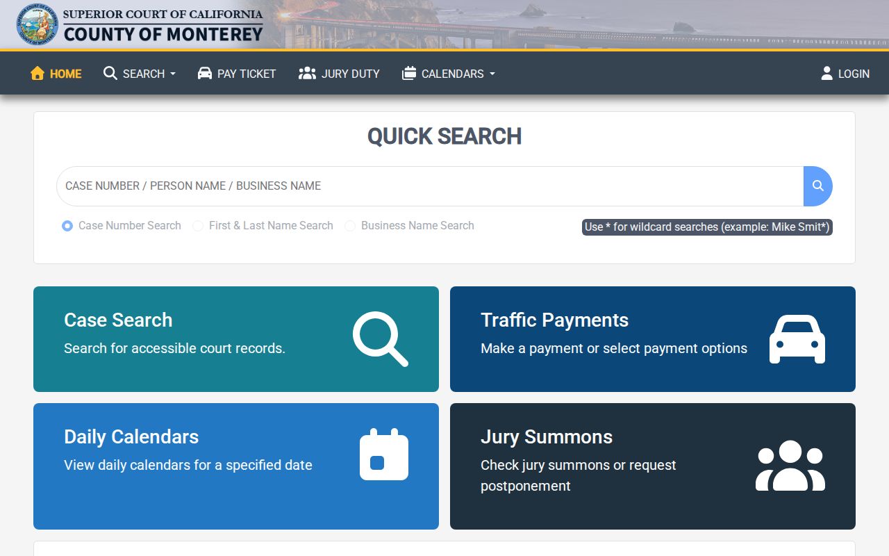 Monterey people search through the Superior Court portal