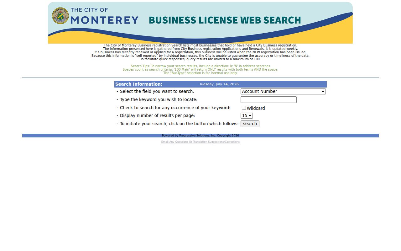 Monterey people directories business registration search