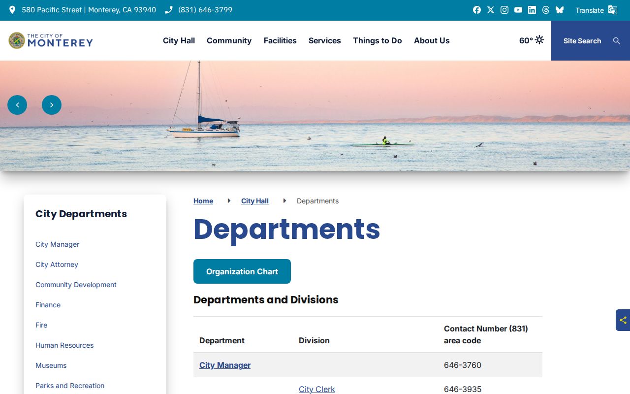 Monterey people directories city department listing