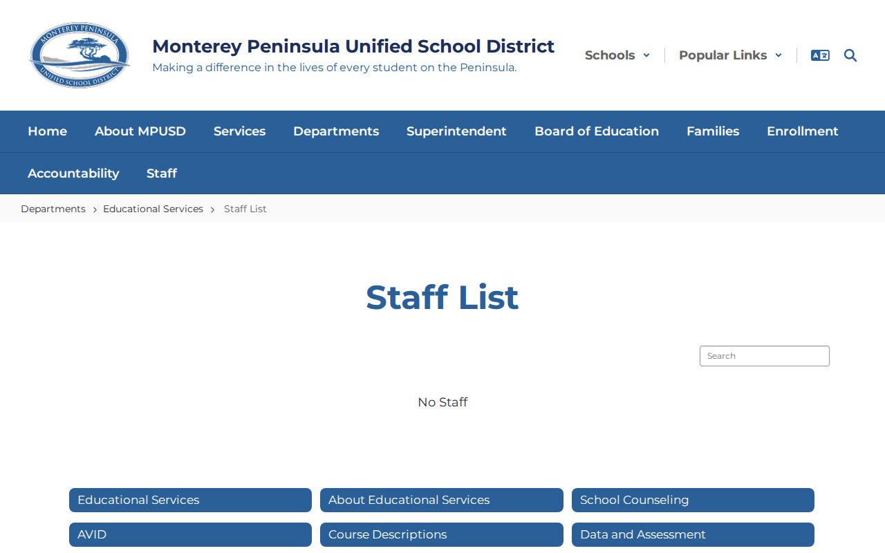 Monterey people directories MPUSD staff list