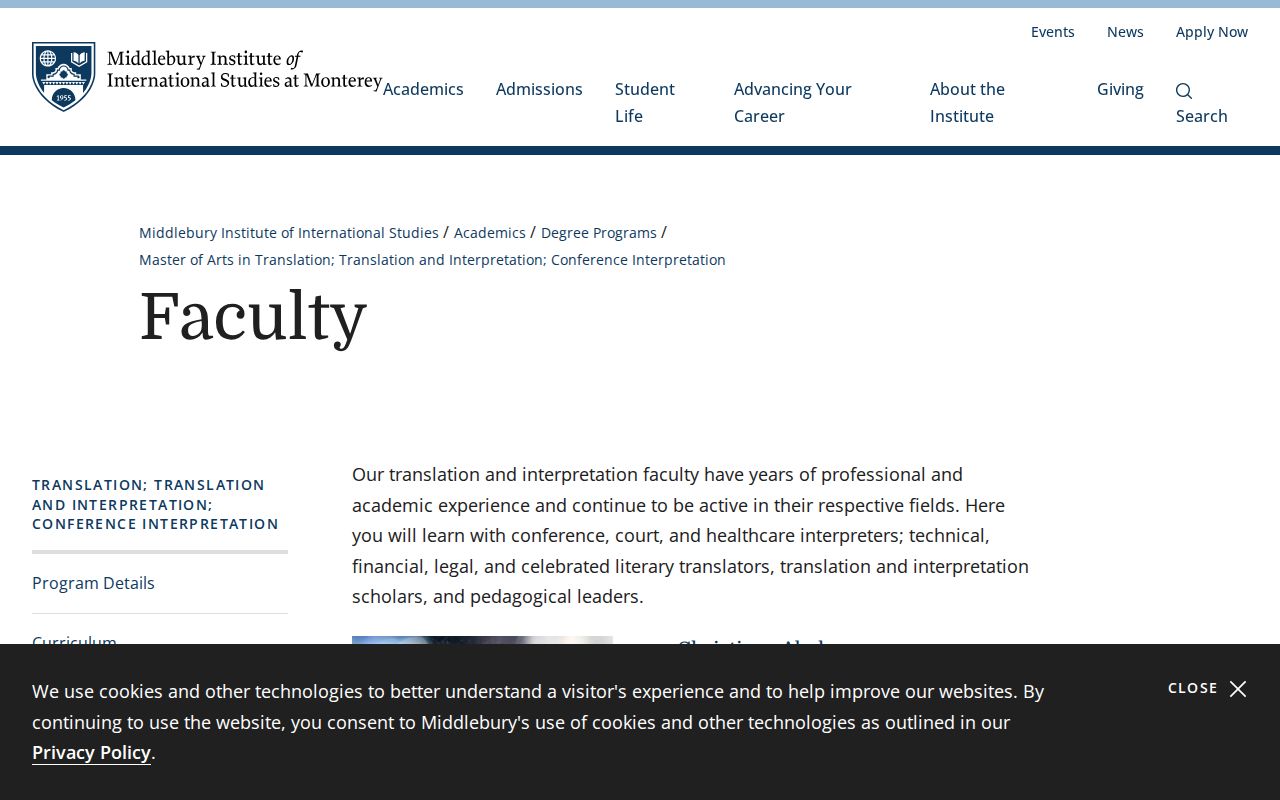 Monterey people directories Middlebury faculty entries